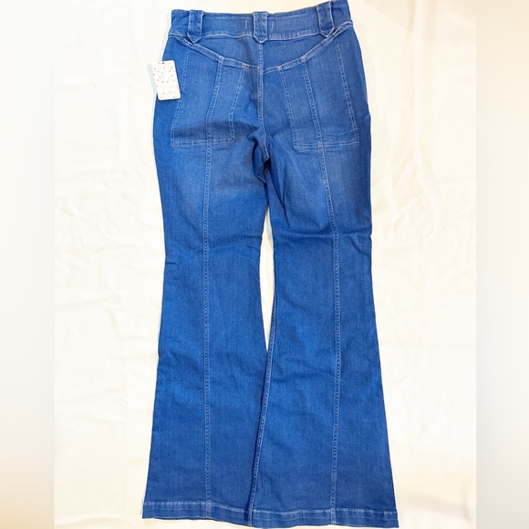 Free People Layla Women's Dark Wash High Waist Wide Leg Flare Jeans - Picture 7 of 9